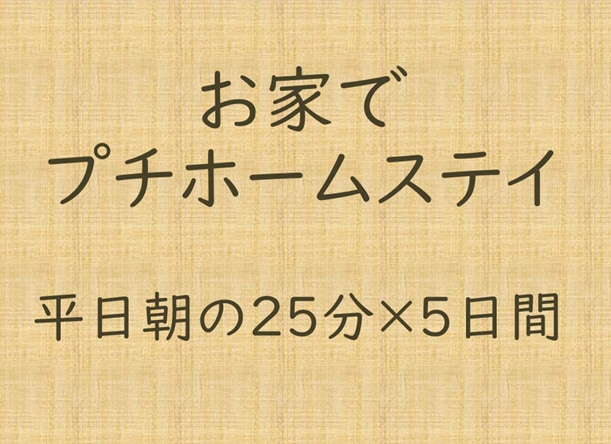朝のプチホームステイ、英会話の時間でございます 朝から集中。平日朝の英語だけ会話で英語で英語を理解する25分 イメージ1