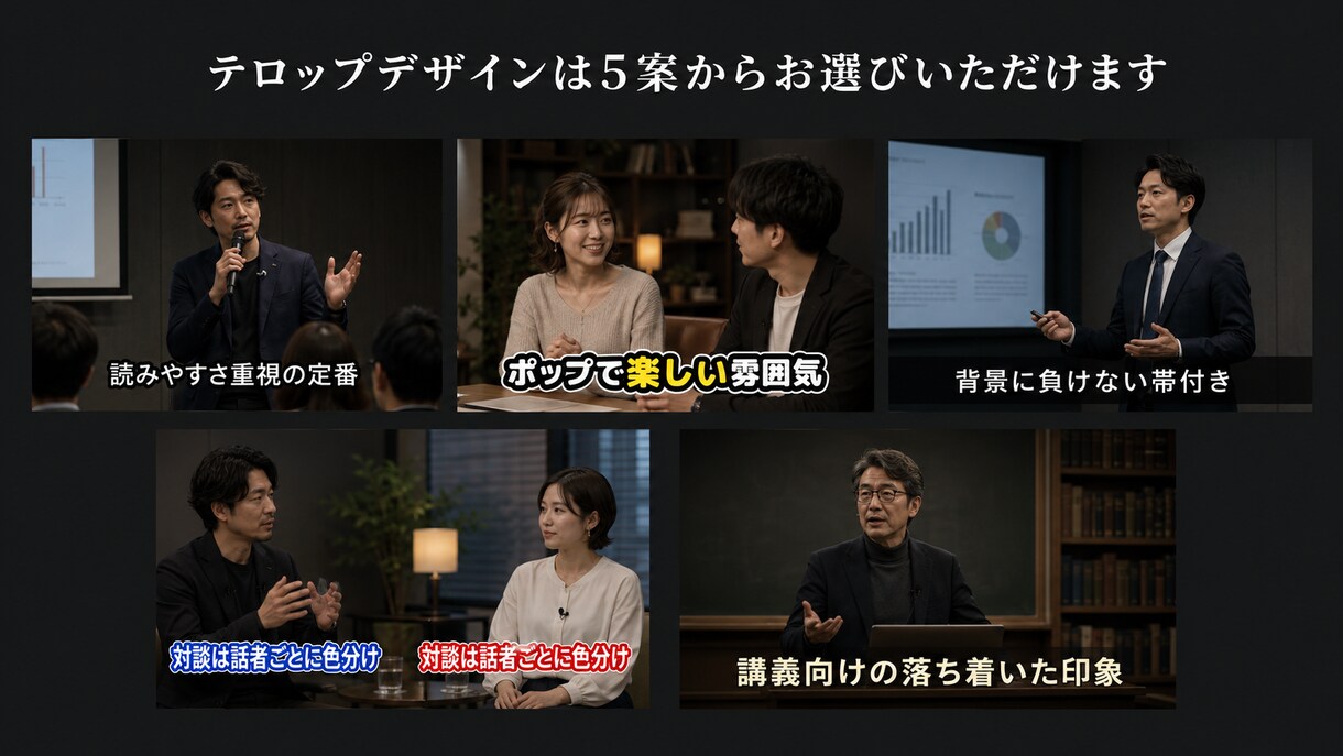 長尺セミナー・研修動画にフルテロップを入れますます 60分超もOK。カット編集込みで最短翌々日納品 イメージ2