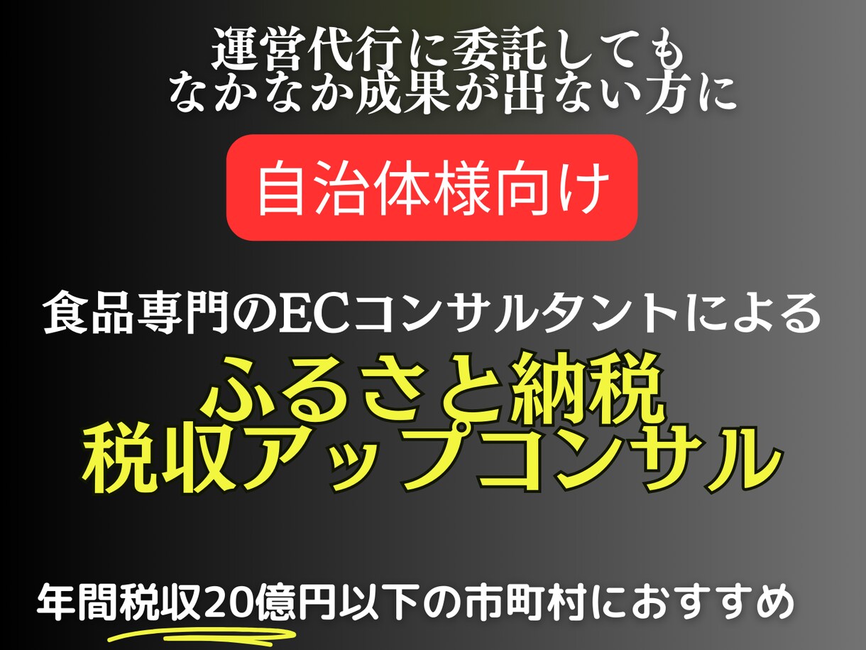 自治体ふるさと納税担当者に税収アップの助言をします ”運用代行に委託し、なお赤字額が増えている”自治体の味方に。 イメージ1