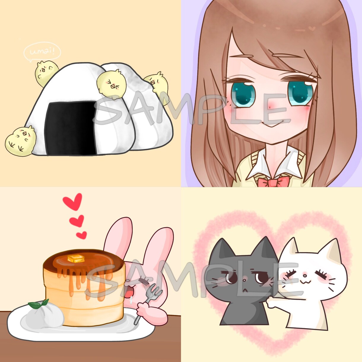 動物・食べ物・女の子のデフォルメイラスト作成します SNSでのアイコンやヘッダー等にどうぞ♡ 商用もOK！ イメージ1