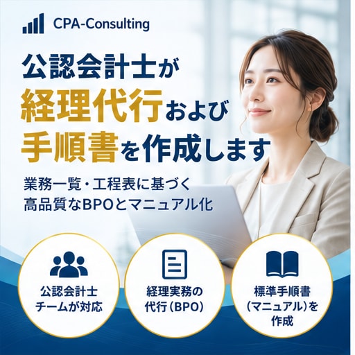 公認会計士が経理代行および手順書を作成します 業務一覧・工程表に基づく高品質なBPOとマニュアル化 イメージ1