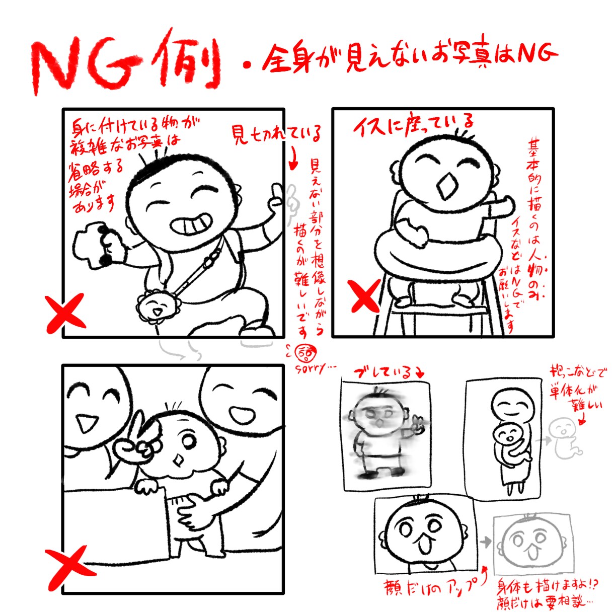赤ちゃんの似顔絵描きます 【0〜5歳くらいまで】兄弟でも！赤ちゃんの似顔絵描きます イメージ5