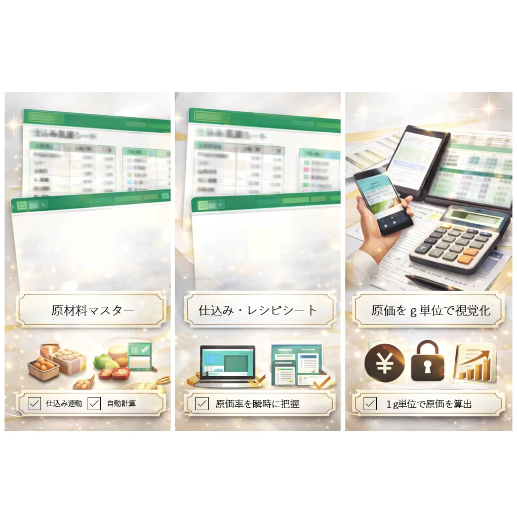 飲食店向け原価管理できます 仕込み連動で自動計算する原価管理テンプレート イメージ2