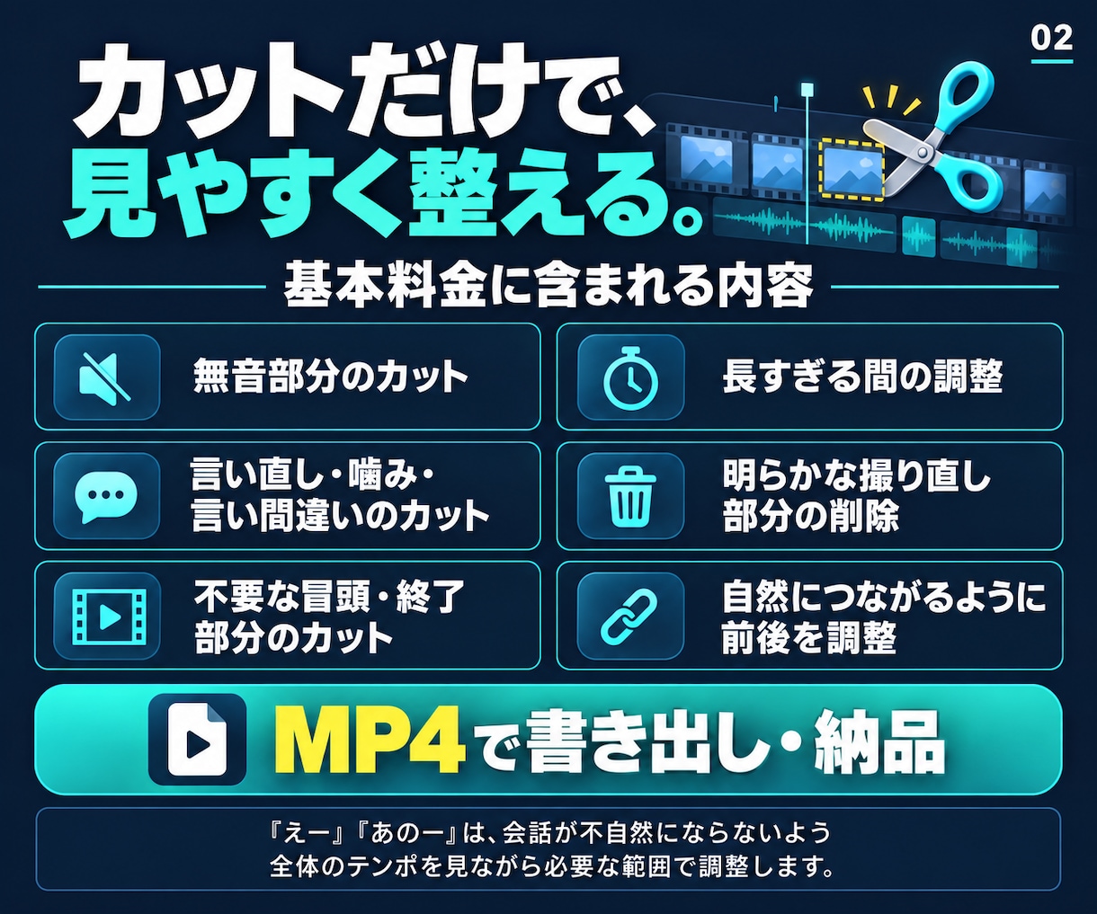 YouTube動画のカット編集を代行します 無音・言い直し・長い間をまとめてカット イメージ2