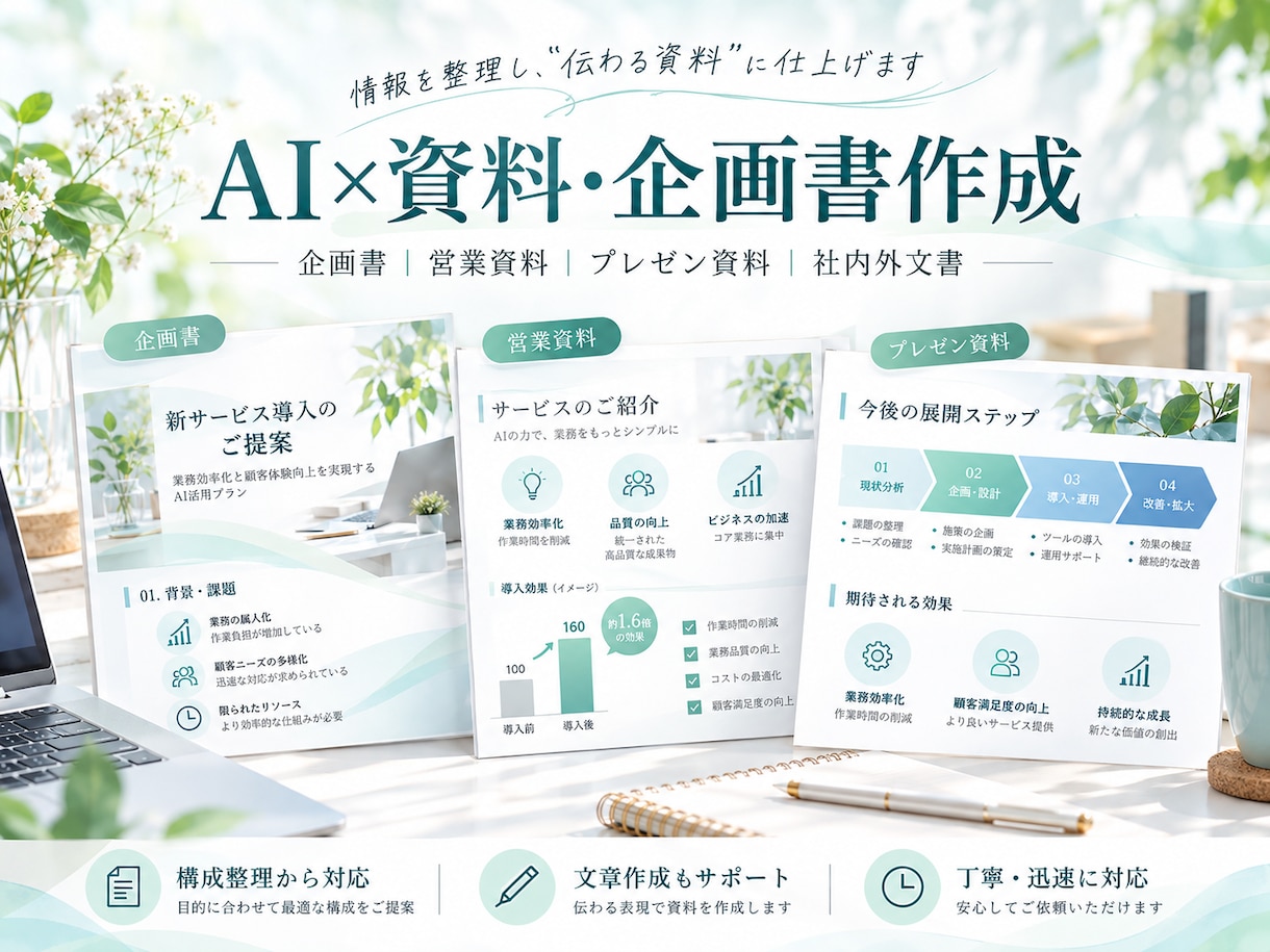 伝わる企画書・営業資料を作成します 構成整理から文章作成まで丁寧に対応します イメージ1
