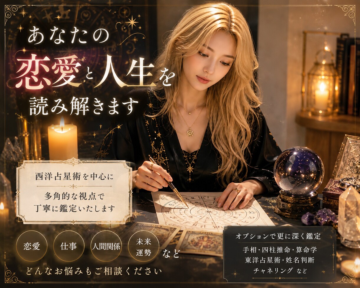 激安！西洋占星術で鑑定します 恋愛・仕事など、まとめて人生のお悩みを総合鑑定！ イメージ1