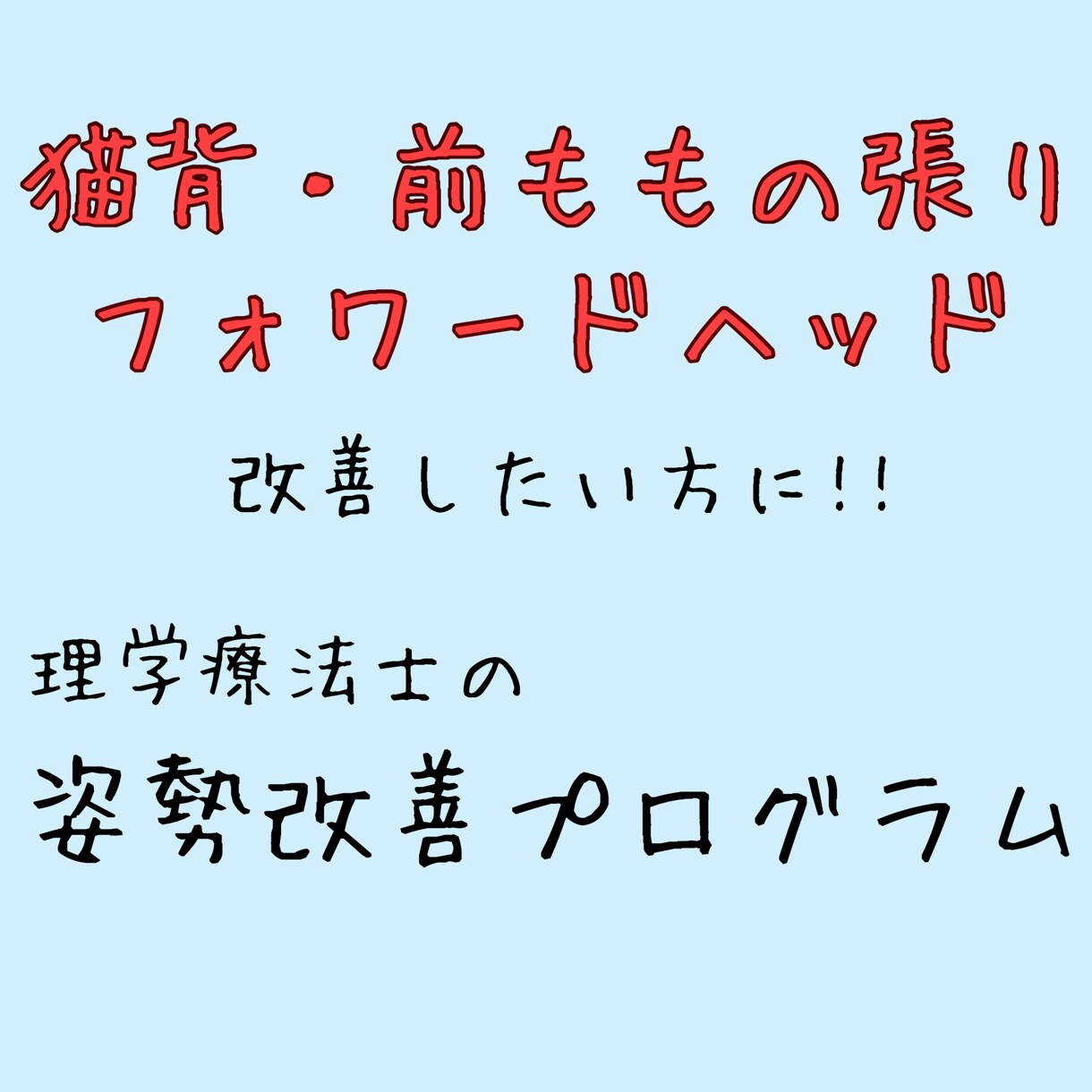 理学療法士が姿勢改善プログラム提供します 猫背や前ももの張りが気になる方へ!! イメージ1