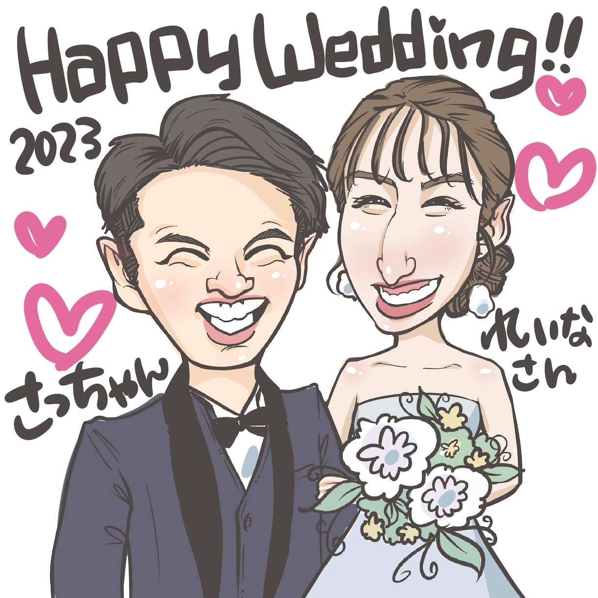 最短1日！安くて可愛いウェルカムボード描きます 華やかで素敵な結婚式にできるような似顔絵を描きます！ イメージ3