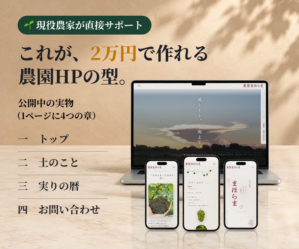 現役農家が、自分で直せる農園HP作ります 買い切り2万円。維持費0円で、あなたの手で育つHP イメージ6