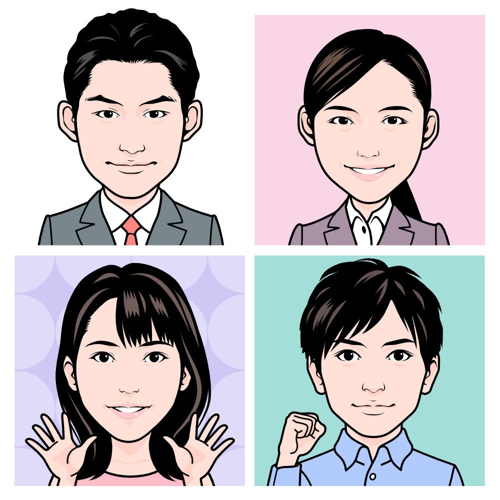ビジネスや個人向けの似顔絵制作承ります 名刺やホームページ、SNS用アイコン等がポップな印象に！ イメージ1