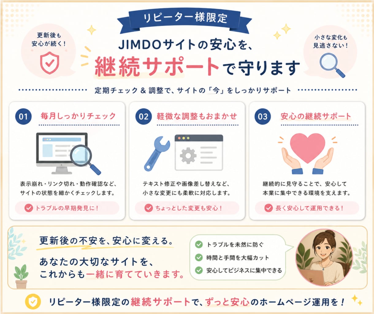 JIMDOサイトを定期メンテナンスします 【リピーター様限定！】更新時の表示崩れを定期メンテナンス！ イメージ9