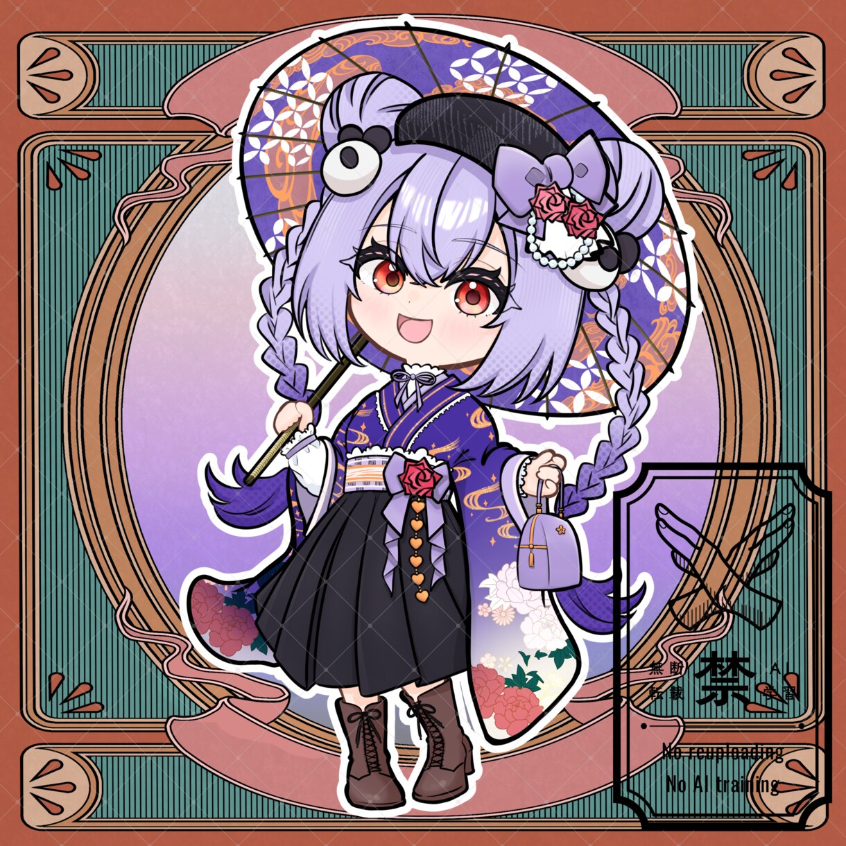 商用利用可！【大正ロマン 袴】ミニキャラを描きます ライバー活動をお手伝い！配信/パネル開け/アイコン/グッズ イメージ5