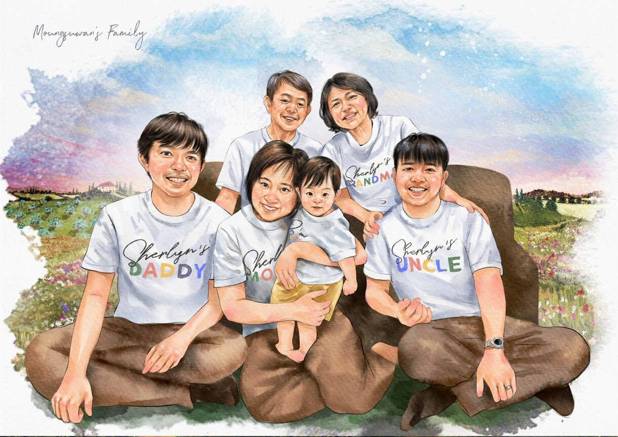 写真をもとに鮮やかなデジタル水彩似顔絵を描きます 【お2人様から】素敵な写真をより鮮やかな作品に仕上げます✨ イメージ9