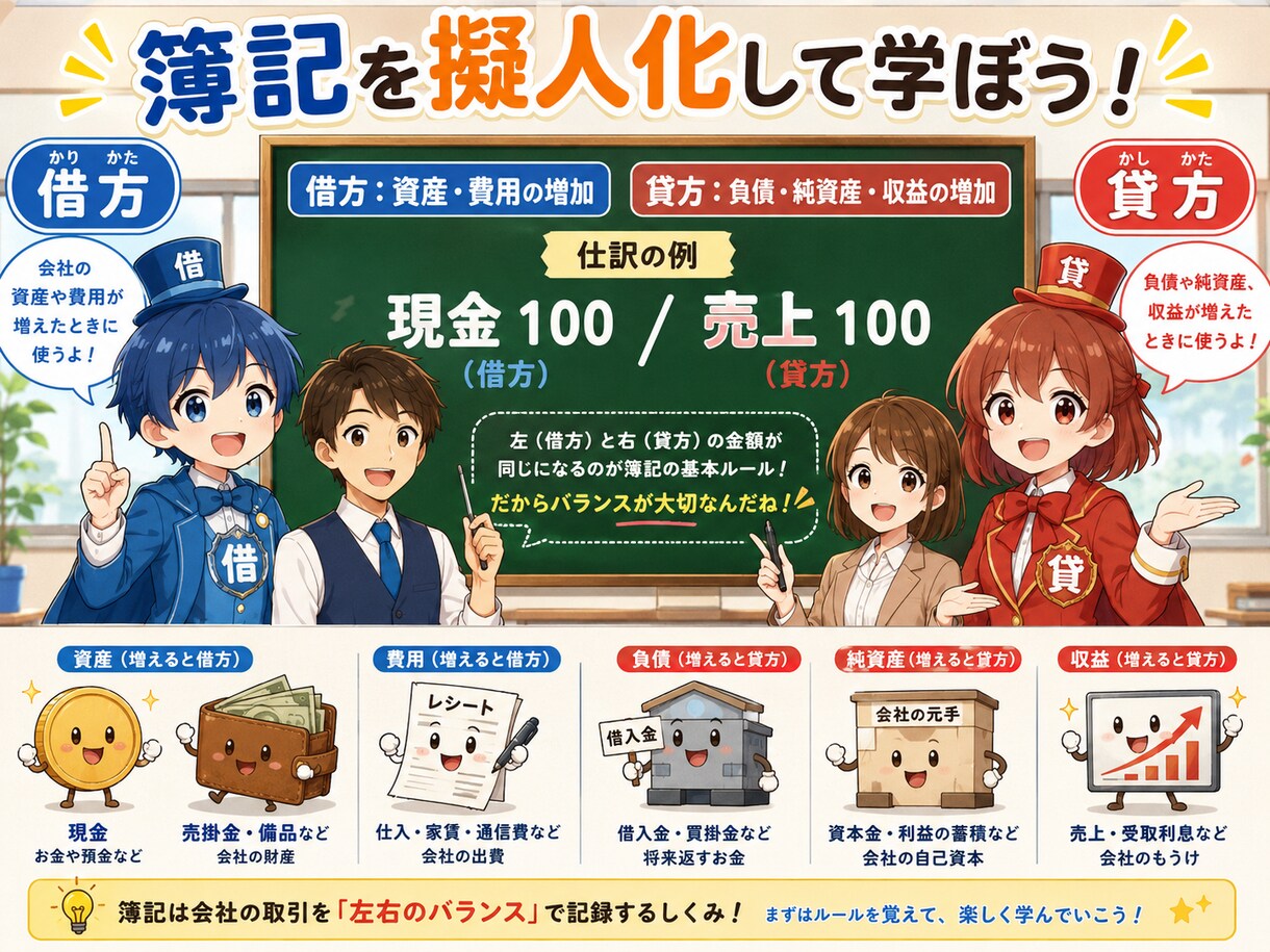 苦手な方でもわかりやすく擬人化しながら教えます 簿記を楽しくわかりやすく感覚で学ぼう イメージ1
