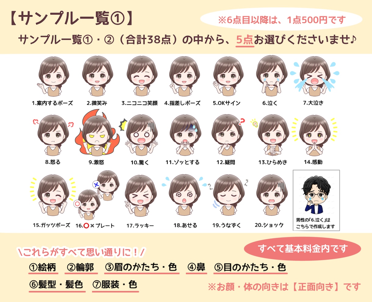 集客アップにつながる表情アイコン5点セット描きます ゆるふわで安心感のあるイラスト◎インスタ・ココナラにおすすめ イメージ3