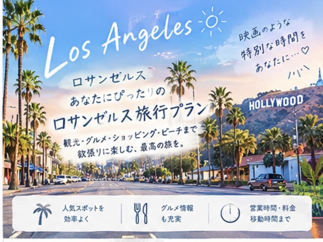あなたの希望に合わせたLAプランを一緒に考えます 観光・グルメ・営業時間・料金・移動時間まで！ イメージ1