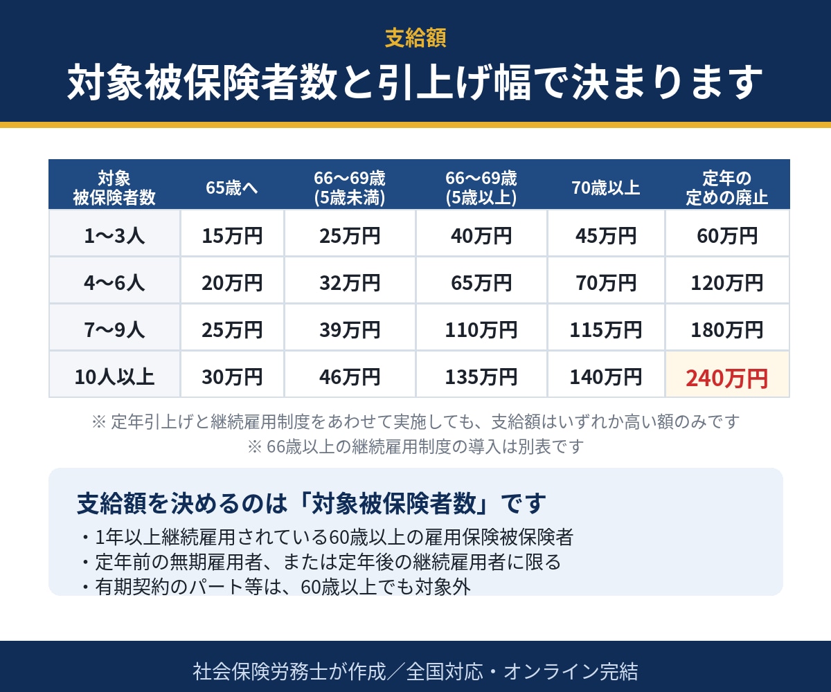 65歳超雇用推進助成金対応の就業規則を改定します 定年引上げ・定年廃止・継続雇用の規程を一式で イメージ2