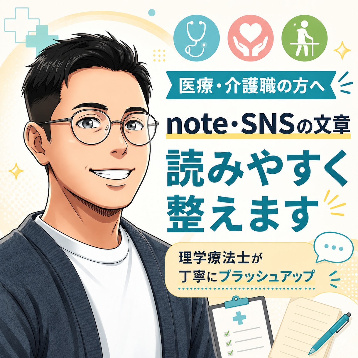 医療・介護職の発信文章を読みやすく整えます 理学療法士がnote・SNSの文章を丁寧にブラッシュアップ イメージ1