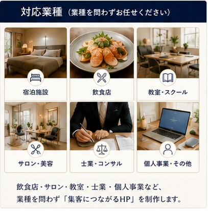 宿泊施設に強い、集客できるHPを制作します 飲食店・教室・個人事業もOK。ヒアリング1回、最短2週間 イメージ5