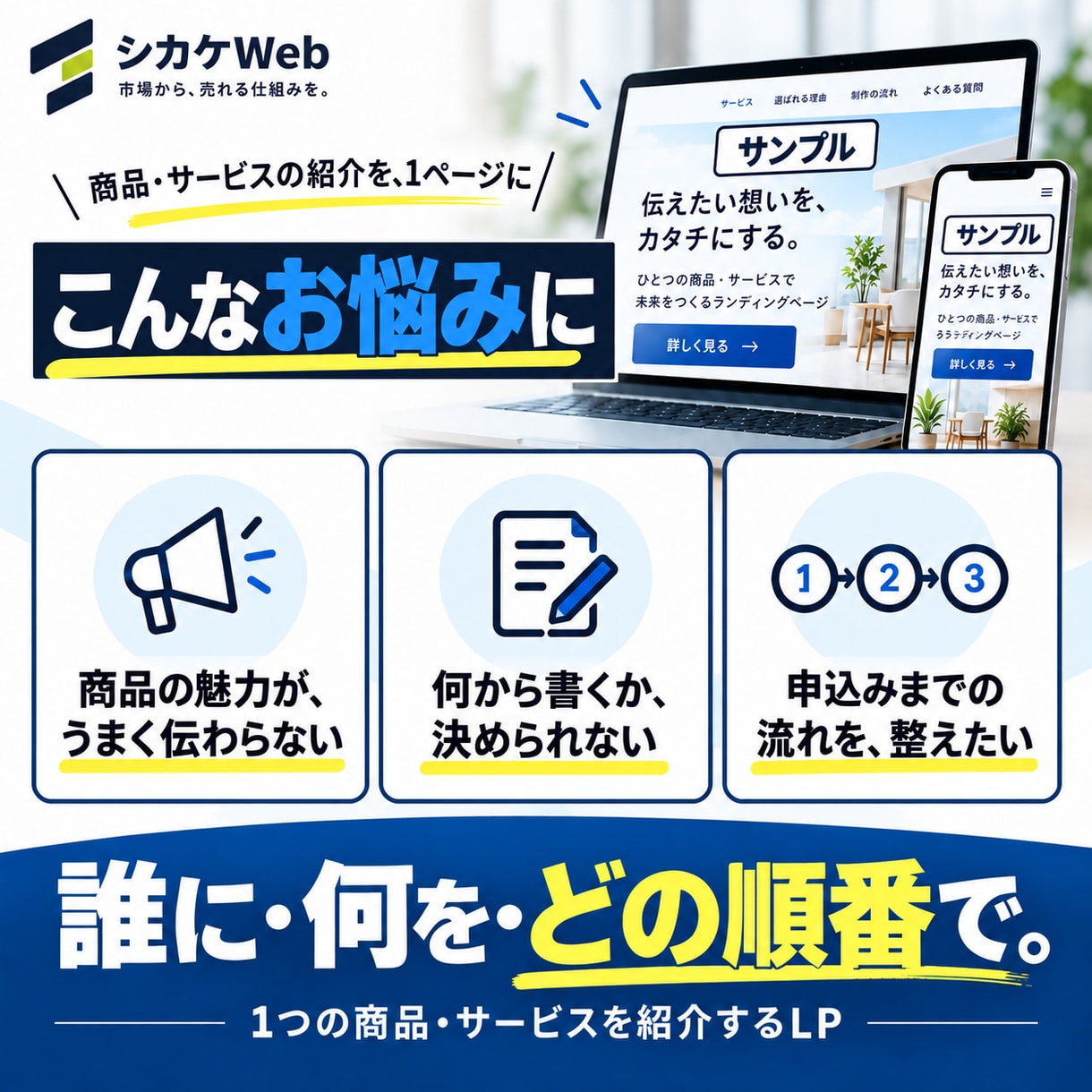 伝える順番を整理し申込み導線のあるLPを制作します 誰に・何を・どの順番で。構成・文章整理から実装・公開まで イメージ2