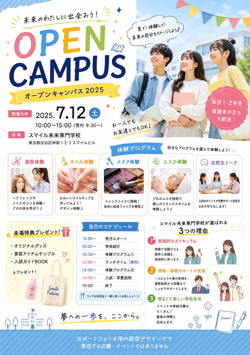 おしゃれで目を引くチラシを作成します 美容・スクール・飲食店向けもお任せください」 イメージ4