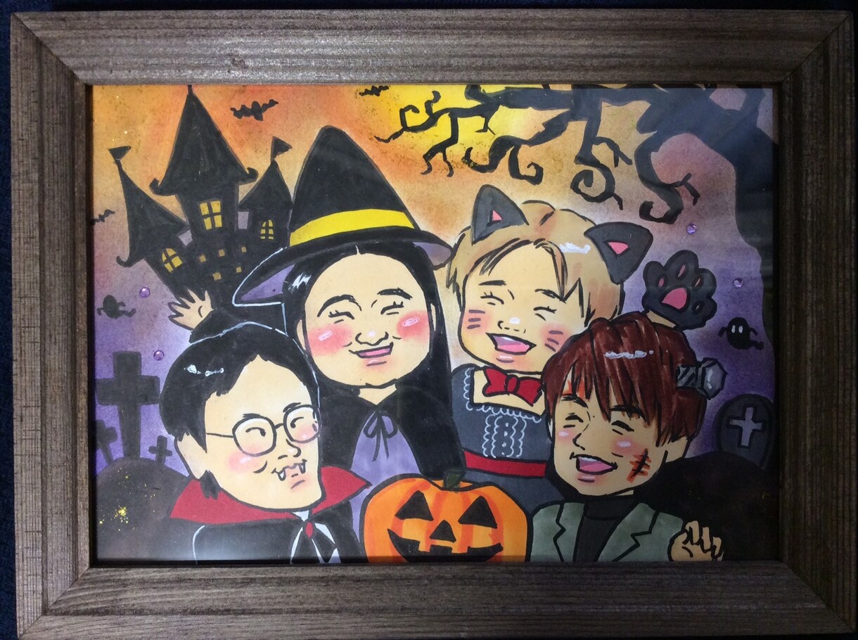 ハロウィン風のコスプレ似顔絵お描きします かわいいキャラクター風にA5サイズの用紙に作成します イメージ3