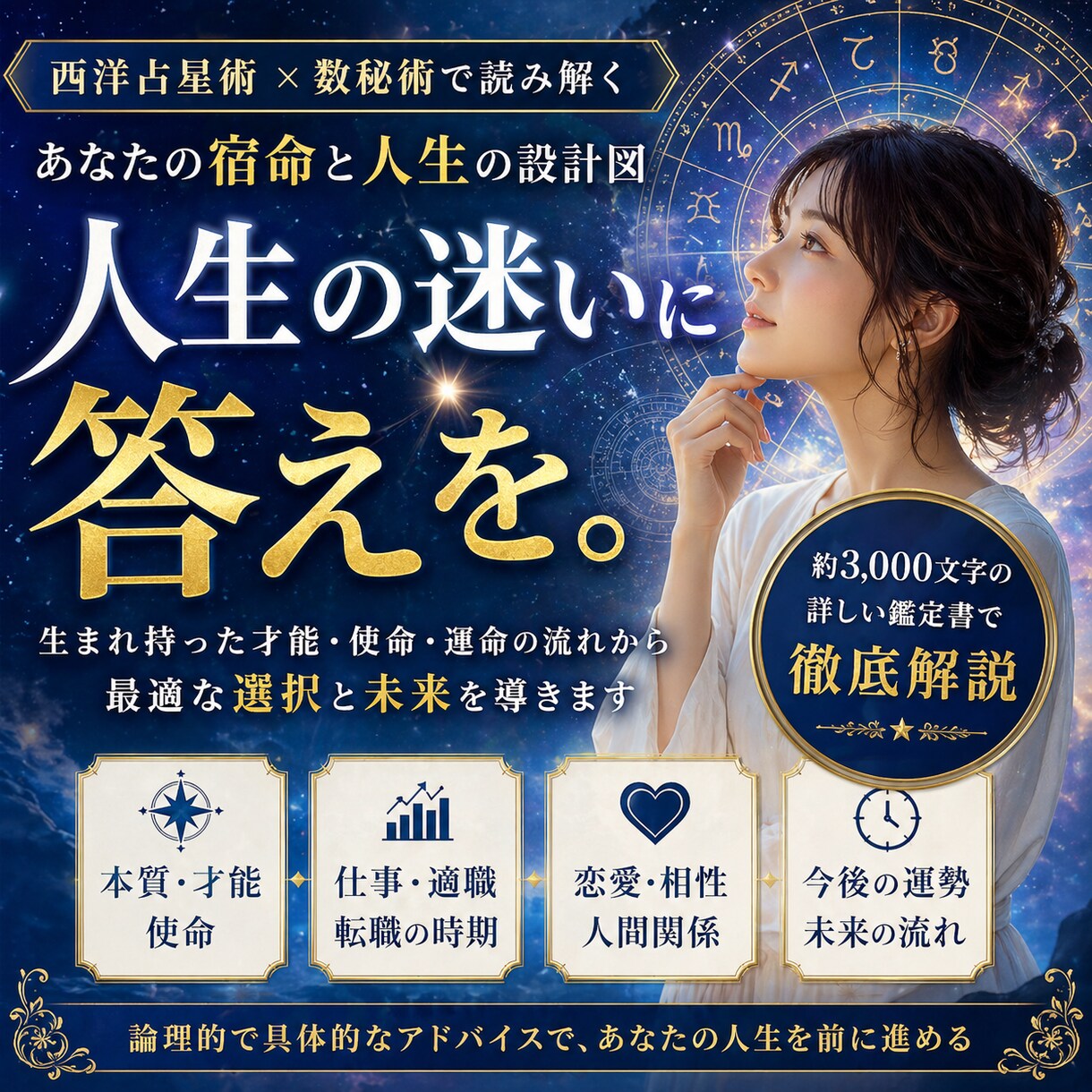 総合運を鑑定し、人生の構造と進むべき道を示します 人生の構造を読み解き、進むべき道を明確にする鑑定 イメージ1