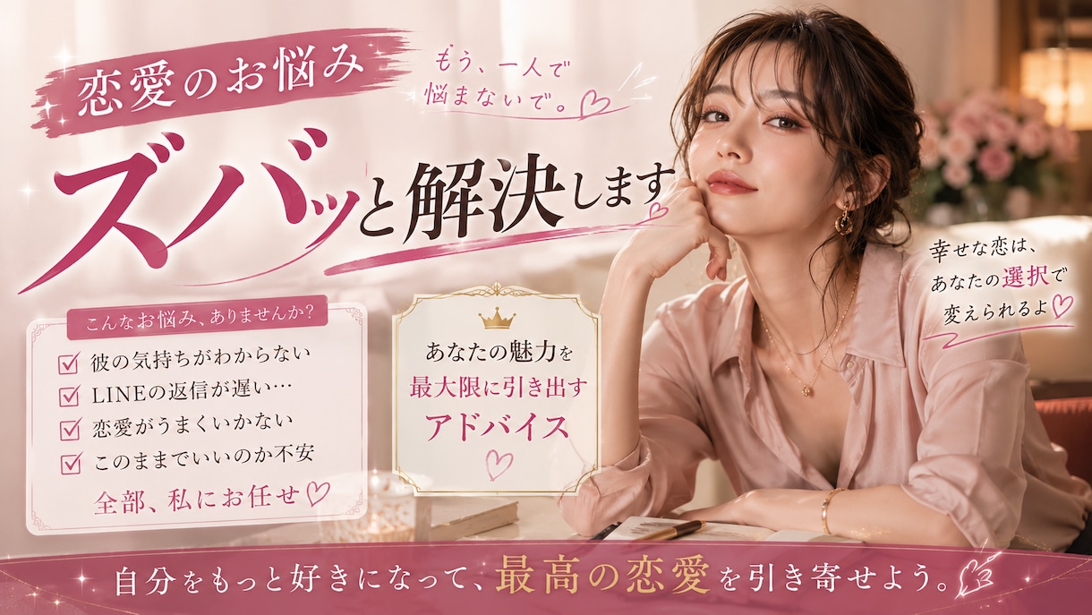 片想い 恋人 失恋 復縁の悩みズバッと解決します 共感よりも解決したい！方へ明るく楽しく解決しましょう！ イメージ1