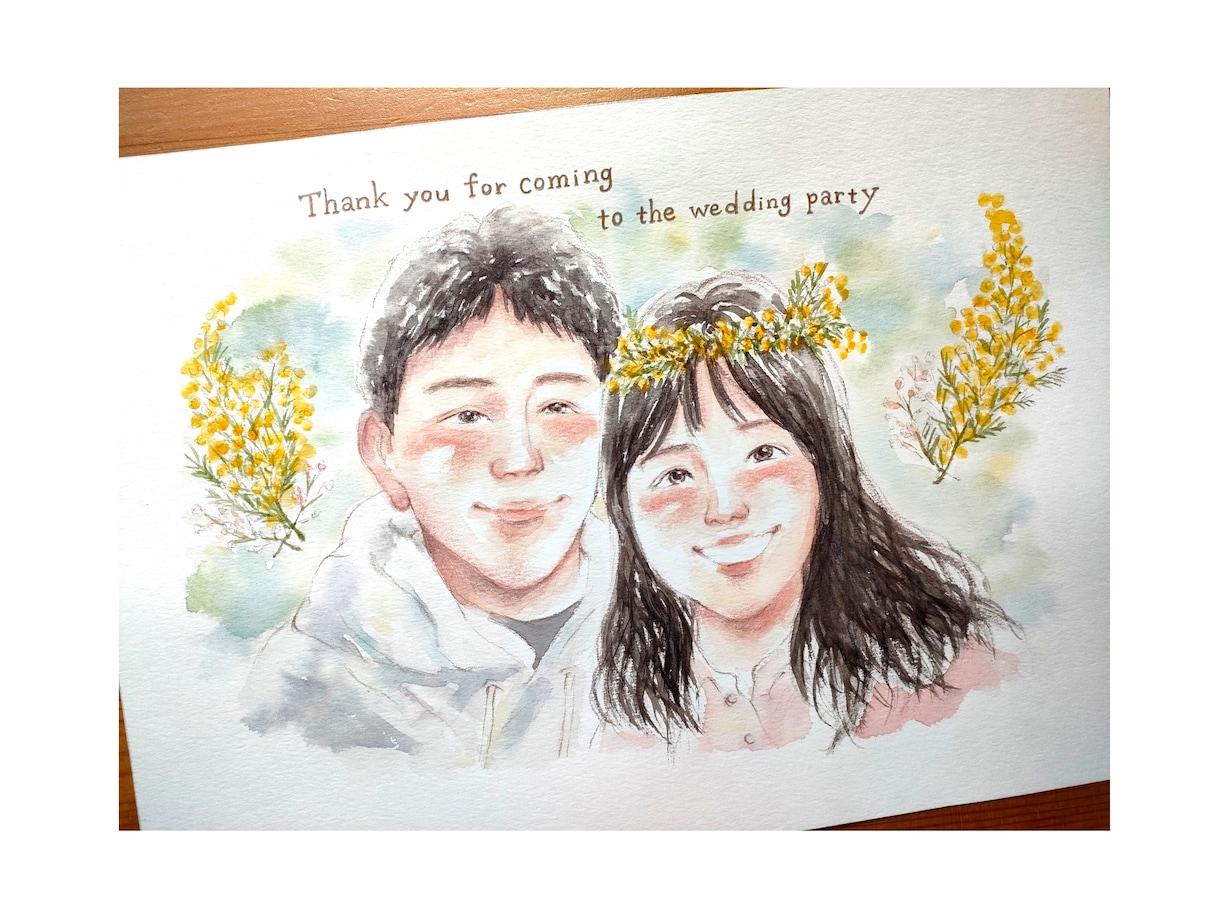 ウェディングシーンにぴったりの似顔絵をお描きします ウェルカムボード、結婚証明書、両親贈呈品などにおすすめです！ イメージ1