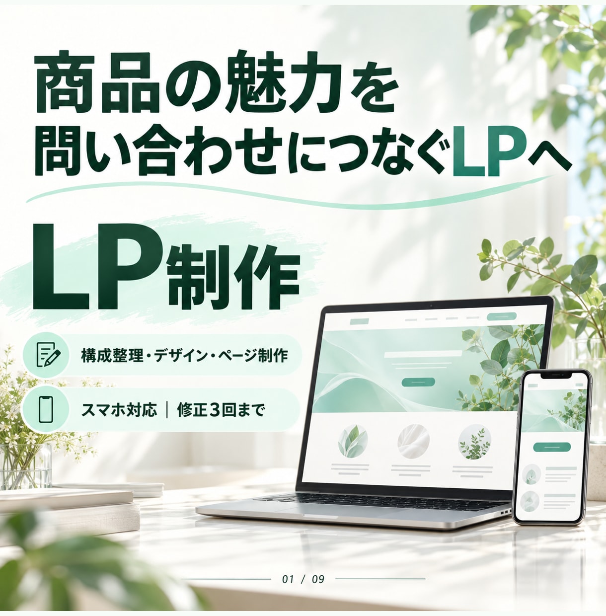 商品の魅力が伝わるLPを制作します 魅力を整理し、問い合わせ・申し込みを案内するLPへ イメージ1