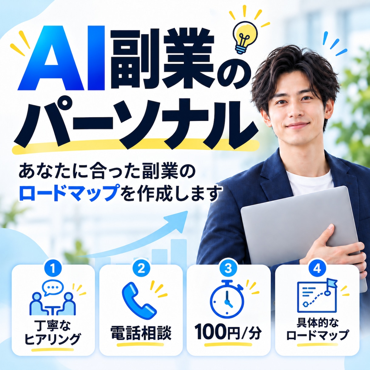 AI副業の方向性と行動計画を一緒に作ります 電話で個別相談、あなたに合う副業の第一歩を整理 イメージ1