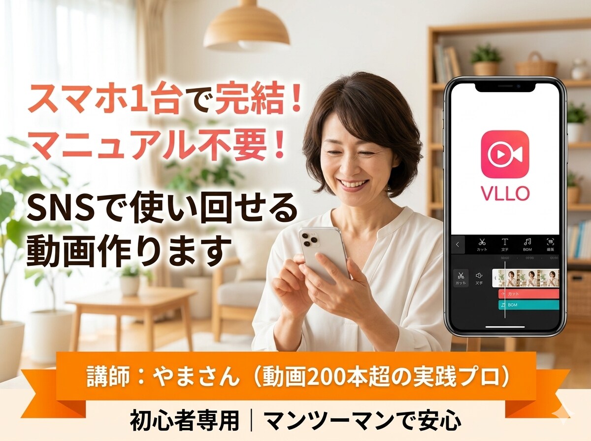 スマホとVLLOでショート動画作ります 1本でインスタ・YouTubeへ！一石多鳥の動画作り イメージ1