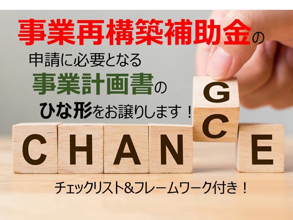 事業再構築補助金　事業計画書のひな形をお譲りします 補助金申請に必要なポイントを抑えた事業計画書です イメージ1