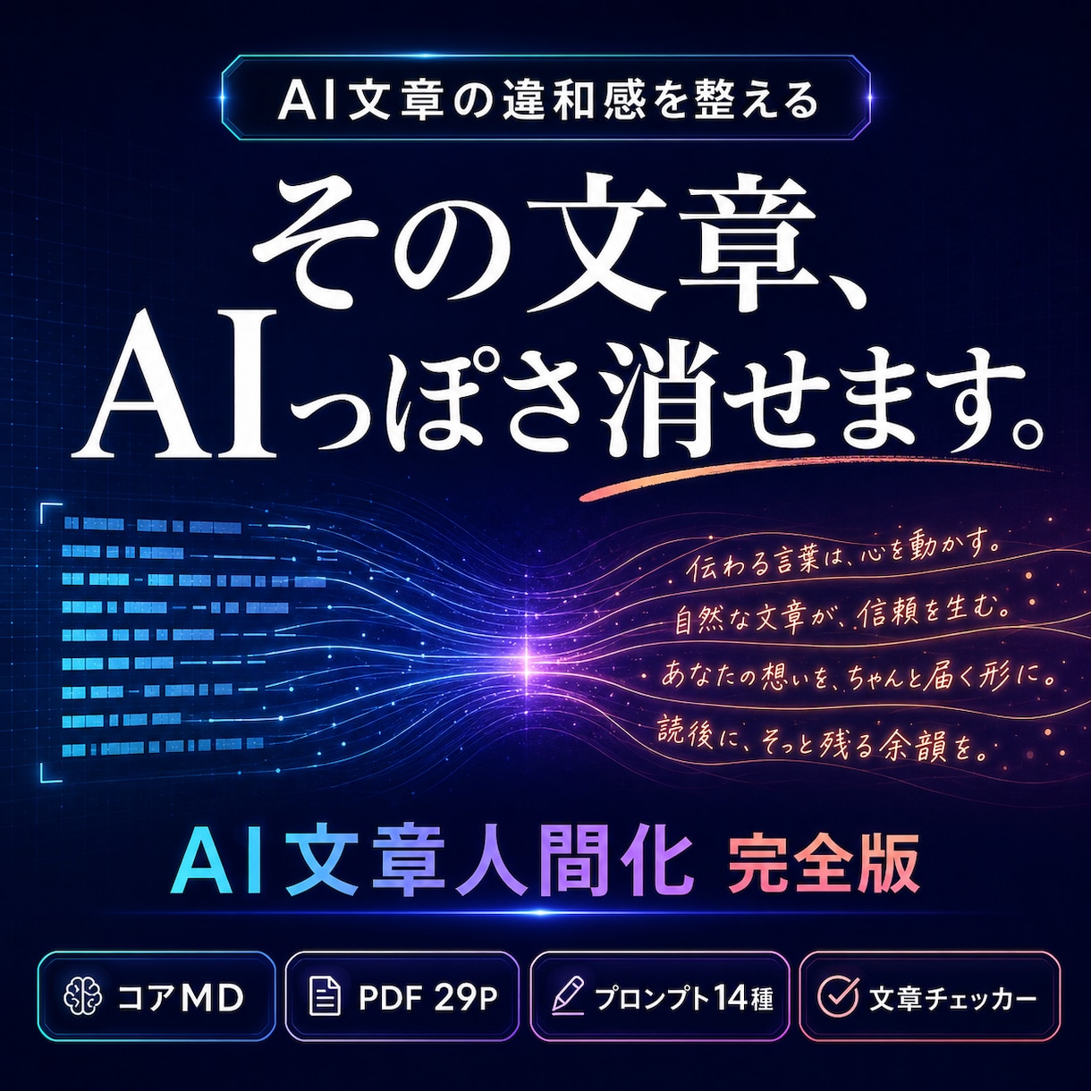 AI文章を自然な言葉に整える教材をお届けします コアMDをAIに読ませるだけ｜SNS・ブログ・商品説明に対応 イメージ1