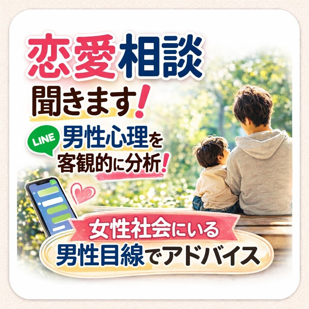 恋愛の悩みを男性目線で客観的に整理します 女性社会にいる男性目線で恋愛相談 イメージ1