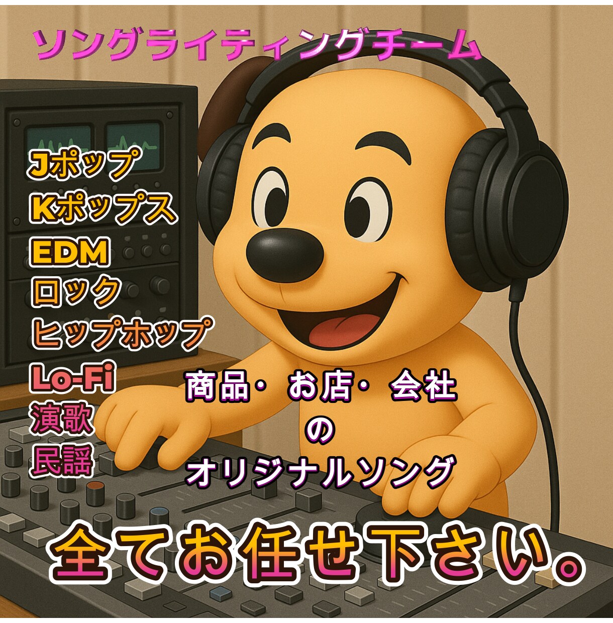 商用OK！お店や商品のPRソング作ります 商品名・店舗名・希望キーワードを！入れて曲作りします。 イメージ2