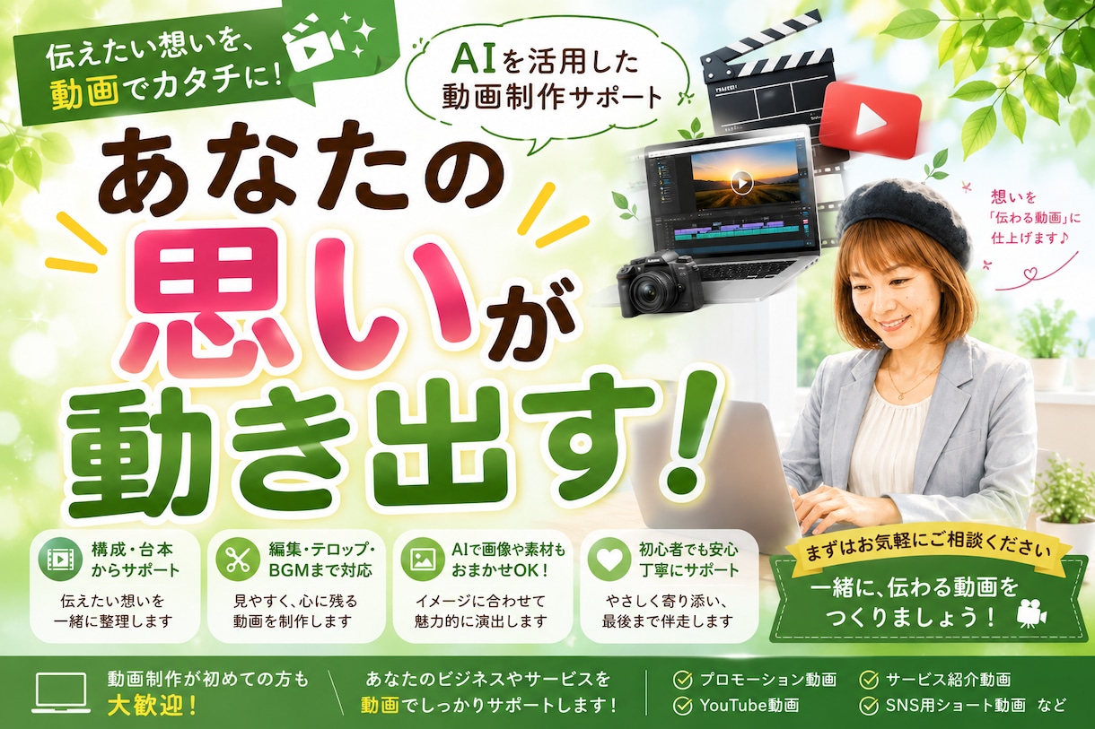 あなたの想いが動き出します 「伝えたい」を動画に。丁寧に制作いたします。 イメージ1