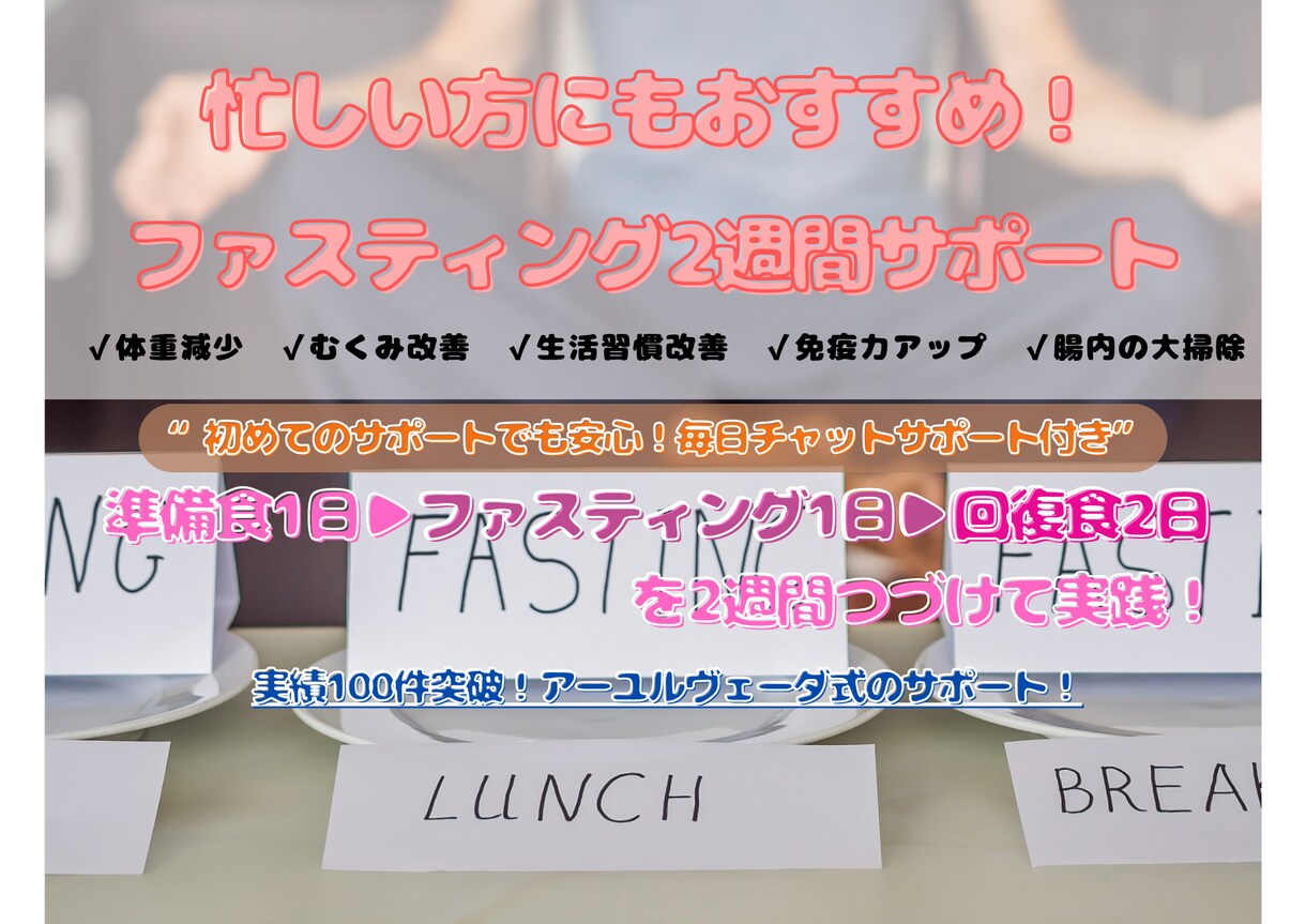 初回の方専用★ファスティング2週間サポートします 【初級者編】日常生活を取り入れながらファスティング イメージ1