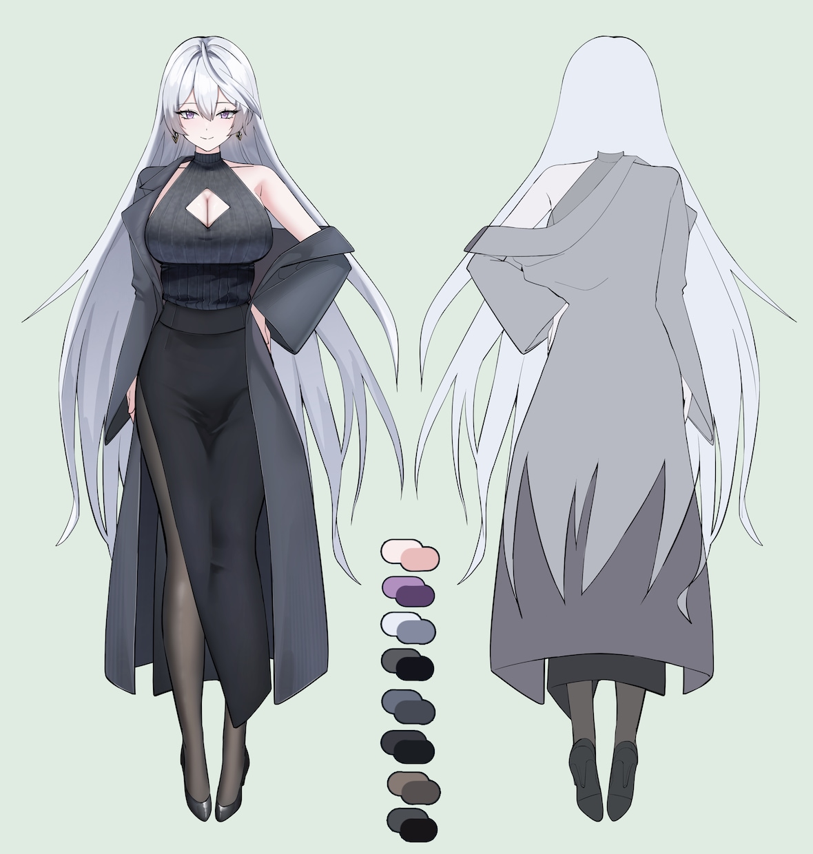 三面図、立ち絵、デザイン等を描きますます 綺麗系なかっこいい女性キャラを描きます！ イメージ4
