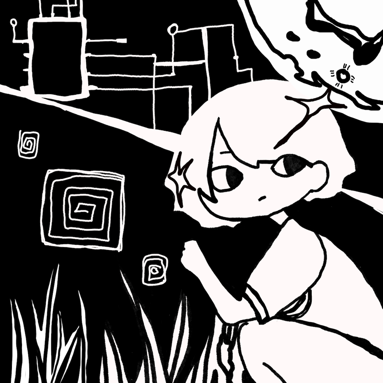 モノクロの世界観でイラスト制作いたします 少し寂しく、静かな空気感のあるイラストを描きます。 イメージ1