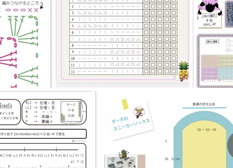 手書き編み図デジタルにします シンプル、カラフル、手書き風などご要望にお応えします イメージ1