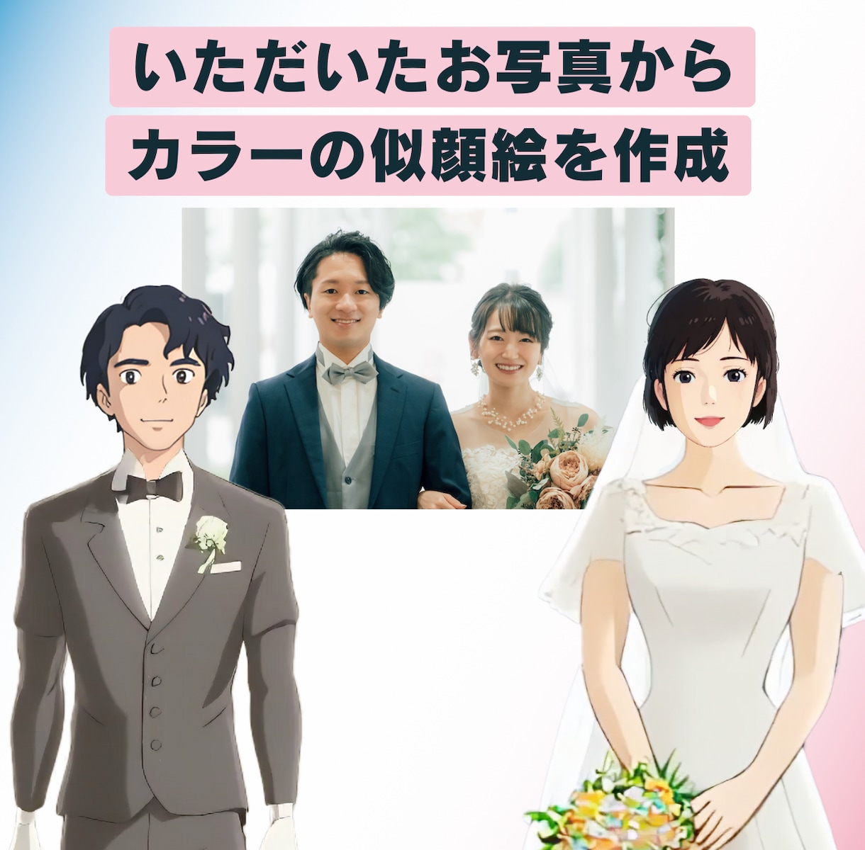 スラムダンク風★似顔絵の結婚式ムービー作ります 【似顔絵あり】カラーアニメで動くおしゃれなOPムービー イメージ2