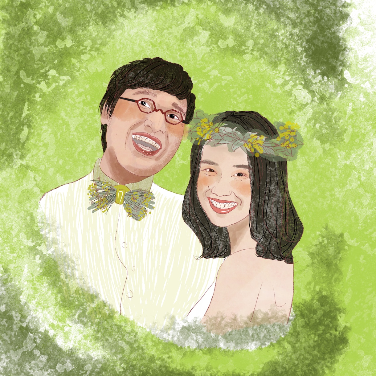 結婚式・ウェルカムボード用の似顔絵を描きます 世界にひとつだけ、温かみのあるタッチで思い出の1作品を イメージ2