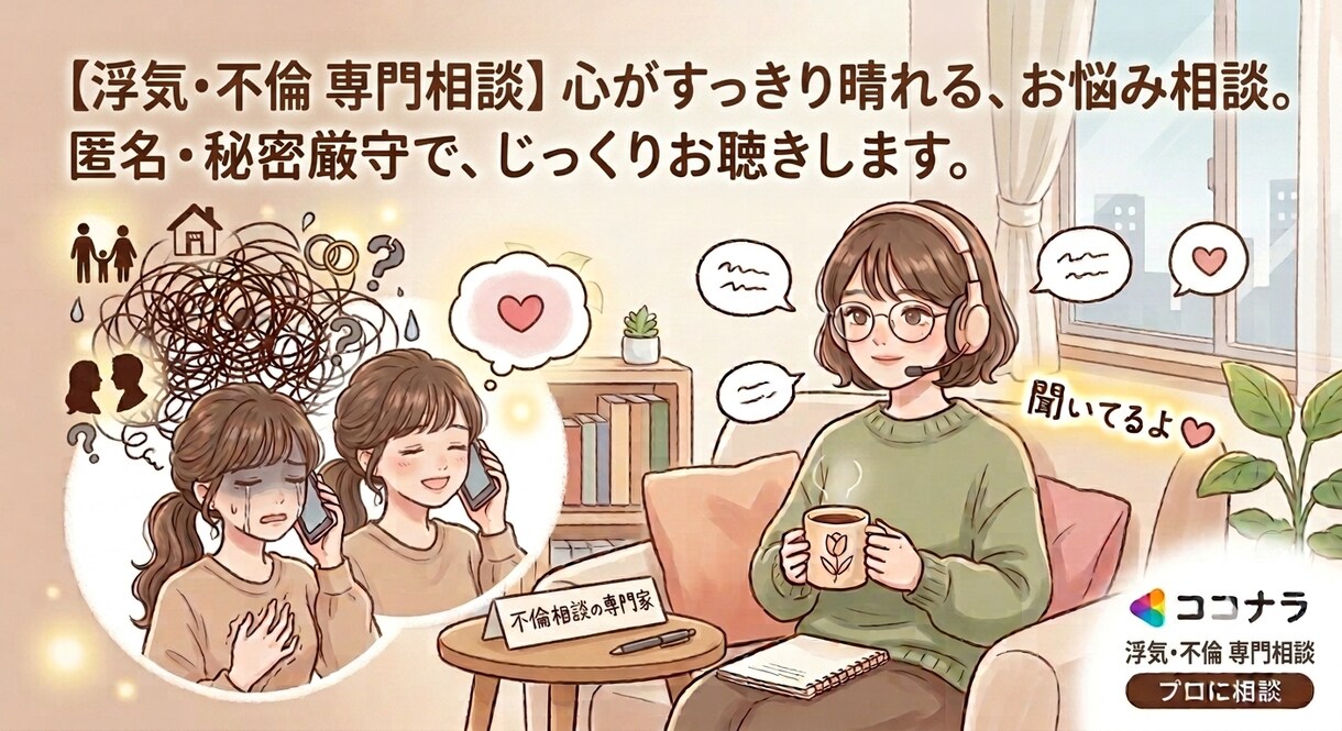 不倫の恋、こんがらがったお気持ちを一緒に整理します 【否定０】誰にも言えない心の叫び、そのまま吐き出してください イメージ1