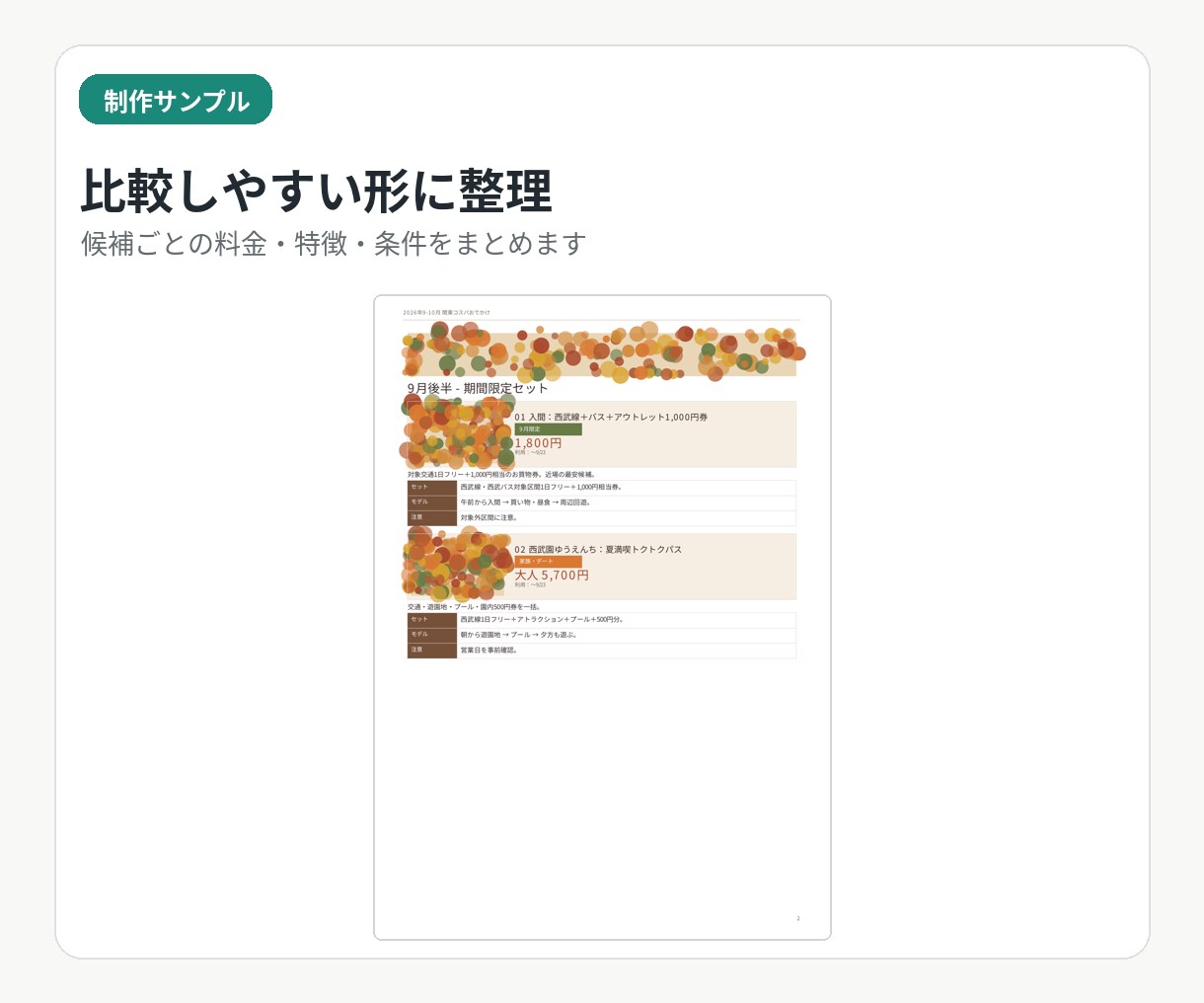 ネット調査・比較を見やすくまとめますます 面倒な情報収集から比較・PDF作成まで対応 イメージ3