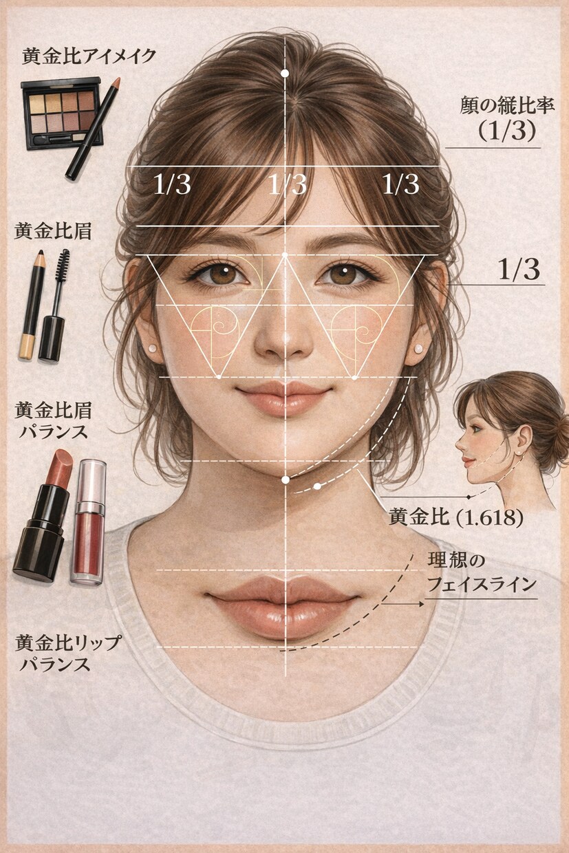 黄金比に基づいたあなたのメイクカルテお作りします メイクの基本、黄金比を知ってるだけでみんなと差がつきます！ イメージ1