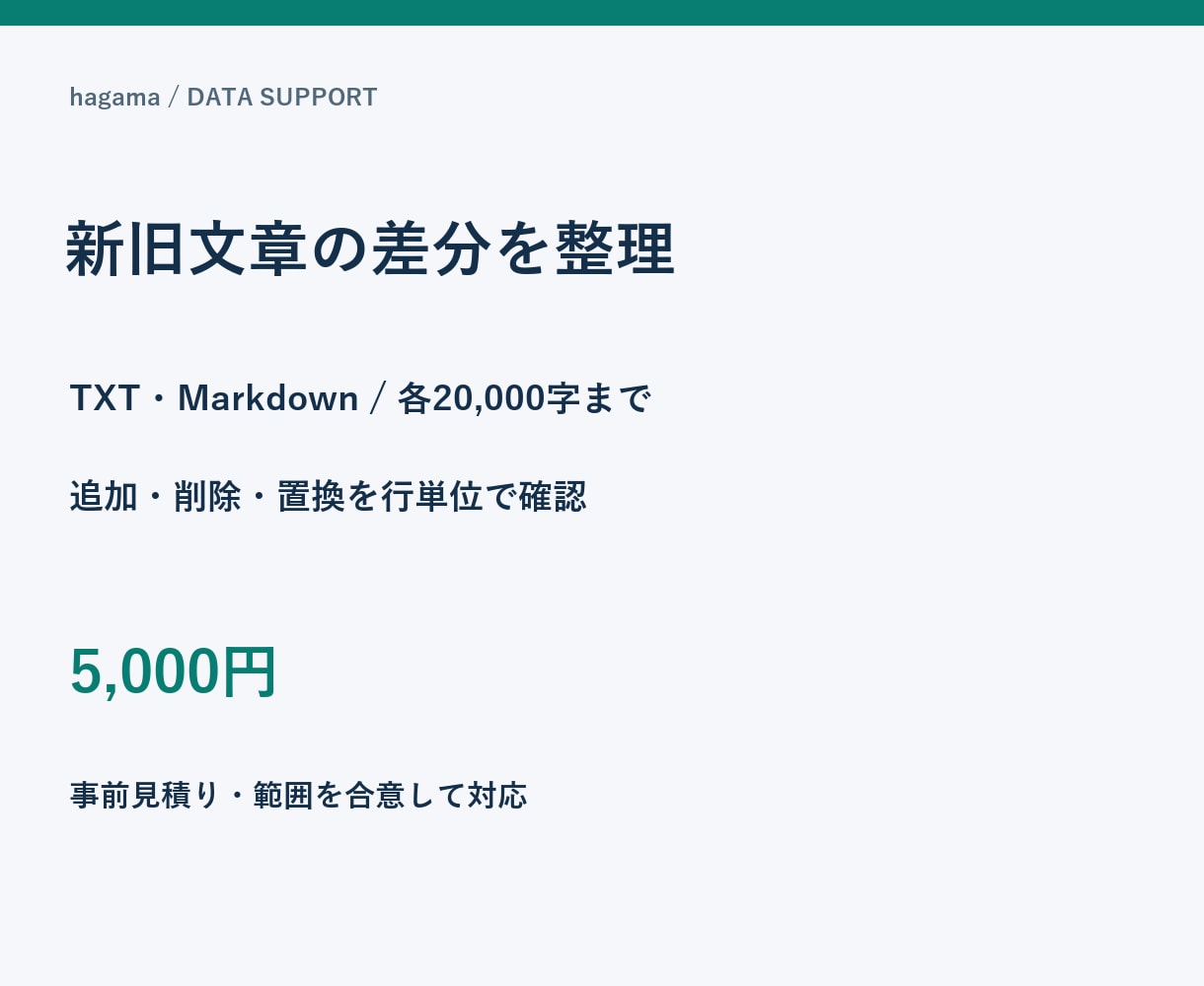 文章の新旧差分を一覧に整理します 更新箇所を行単位で見比べられる形に整理 イメージ1