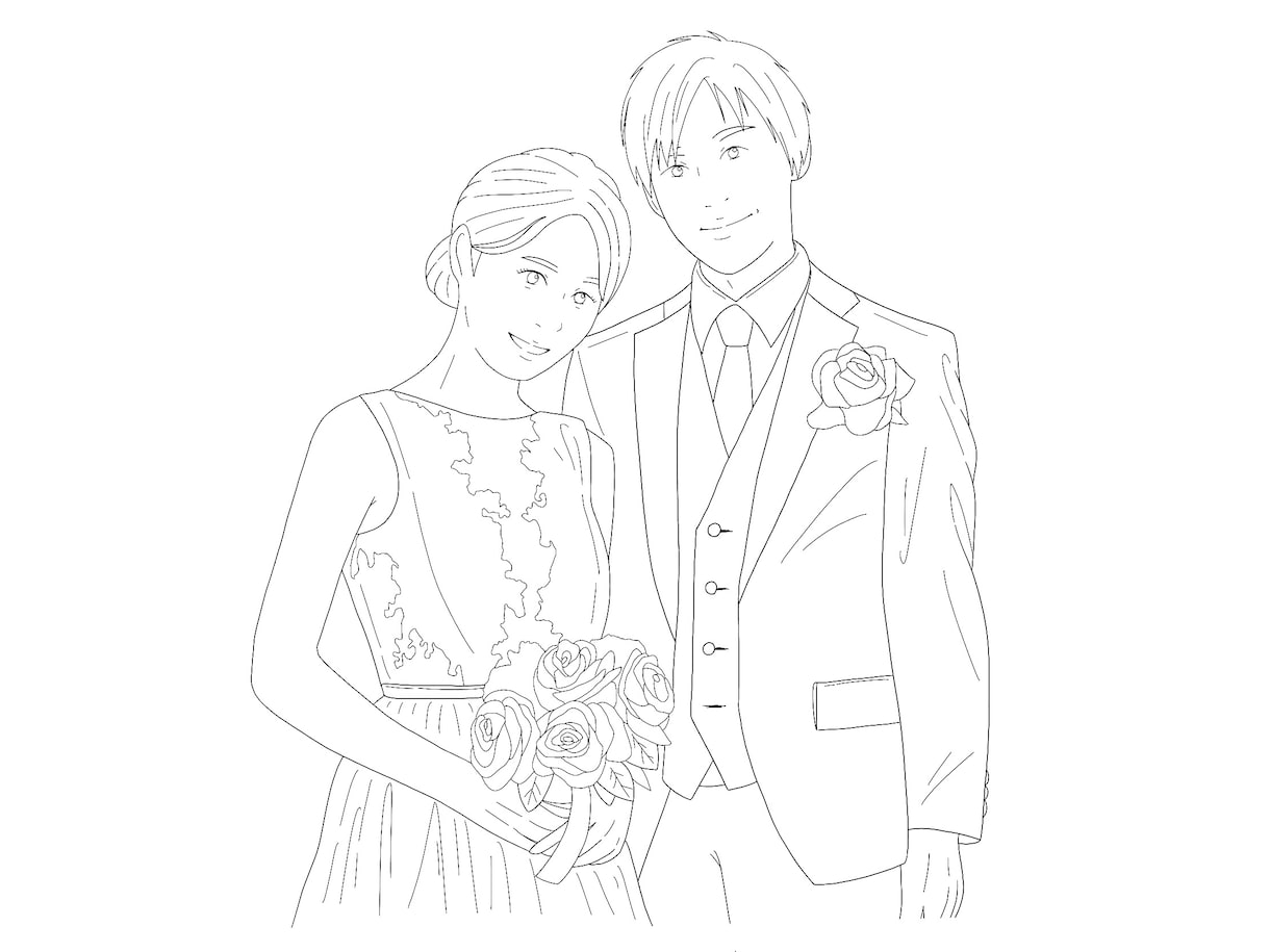 シンプルで可愛い結婚式で使えるイラスト描きます お二人の写真から似ていてもっと可愛いイラストにします！ イメージ10