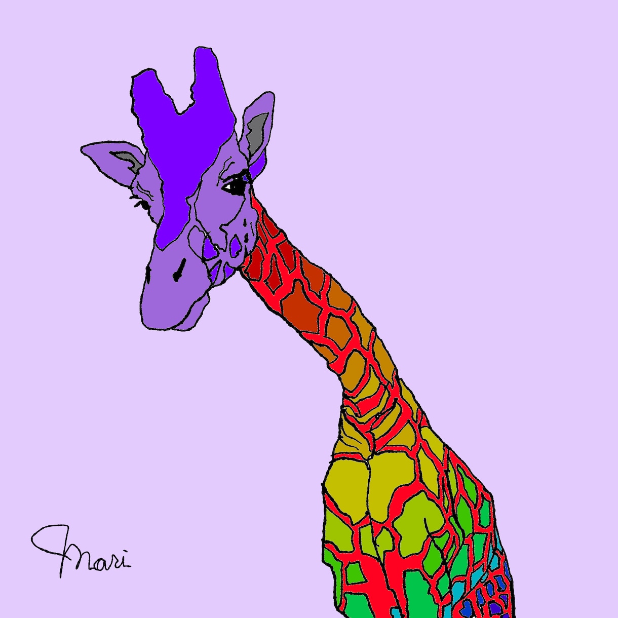 線画×カラフル　絵を作成します インクイラストで動物の線画＋カラフルな色で仕上げます。 イメージ1