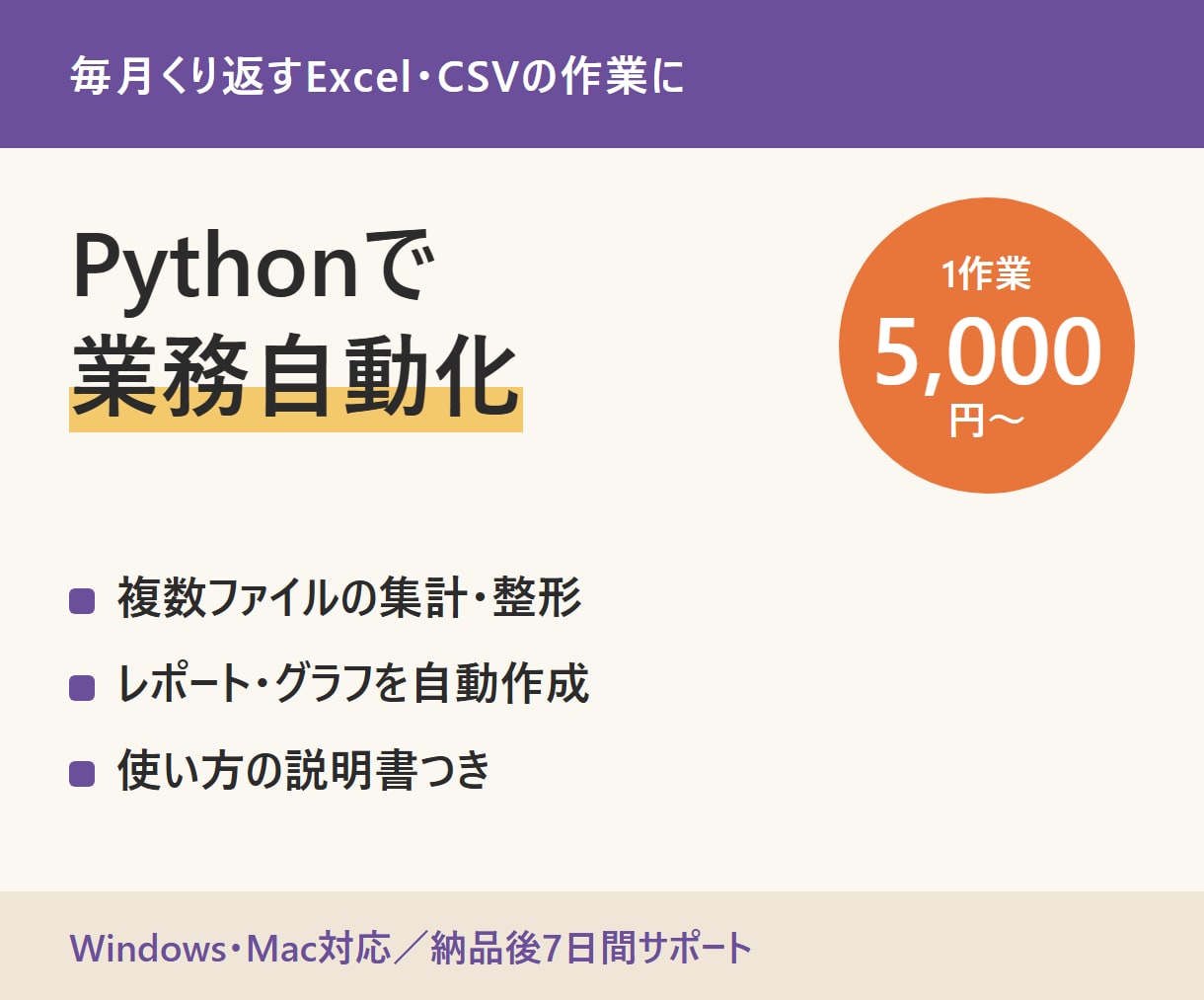 PythonでExcel作業を自動化します 集計・整形・ファイル整理を自動に｜説明書つき イメージ1